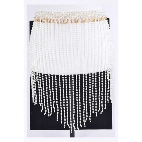Fringe Pearl Statement Chain Belt